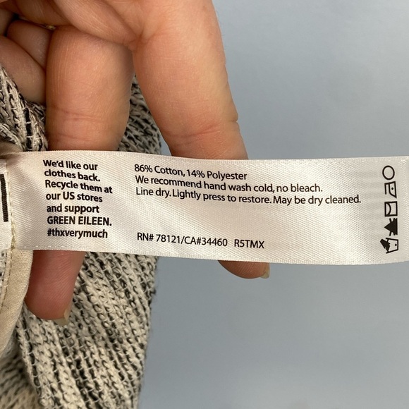 Eileen Fisher Ecru Tweed Round Neck Long Jacket 3/4 Sleeve Sz Large Minimalist - Picture 9 of 10